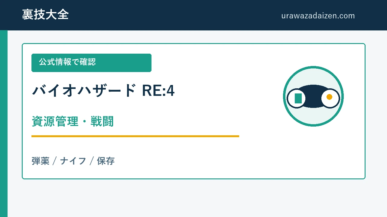 バイオハザード RE:4 資源管理と戦闘の基本