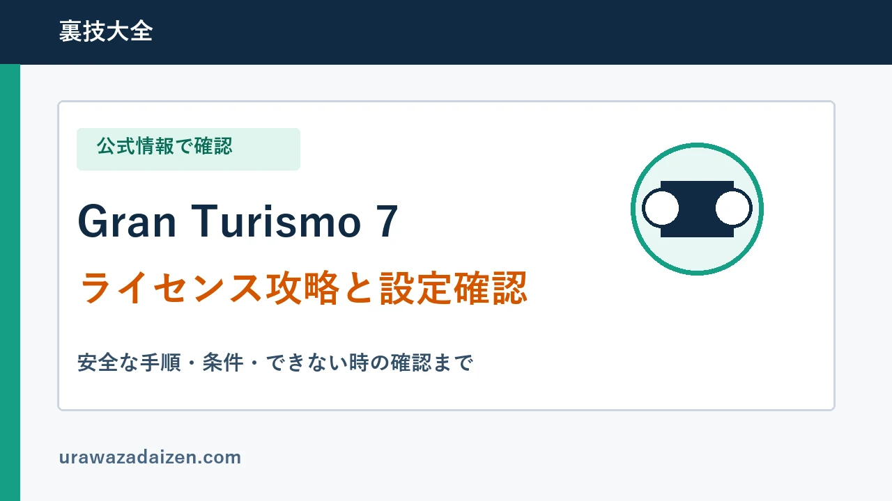 グランツーリスモ7のライセンス攻略と設定確認