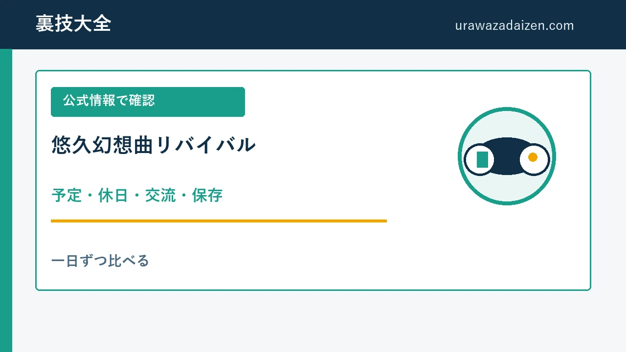 悠久幻想曲リバイバル 予定と交流の攻略