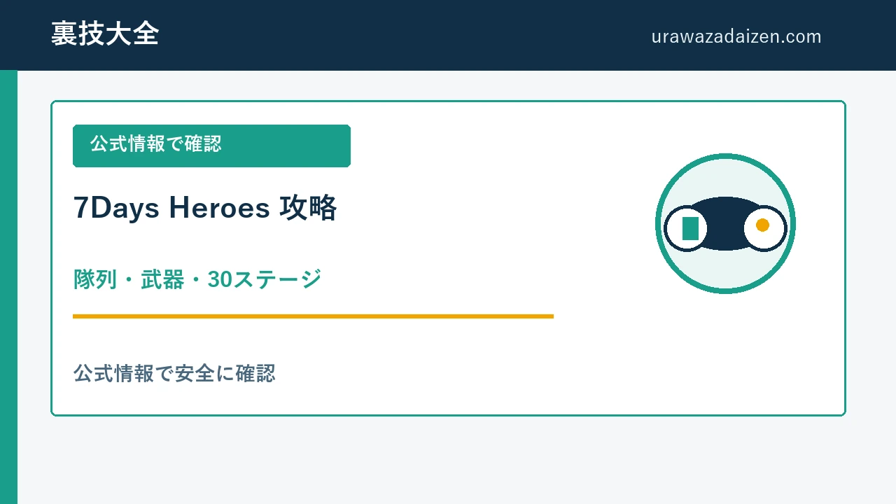 7Days Heroes 隊列と武器の攻略