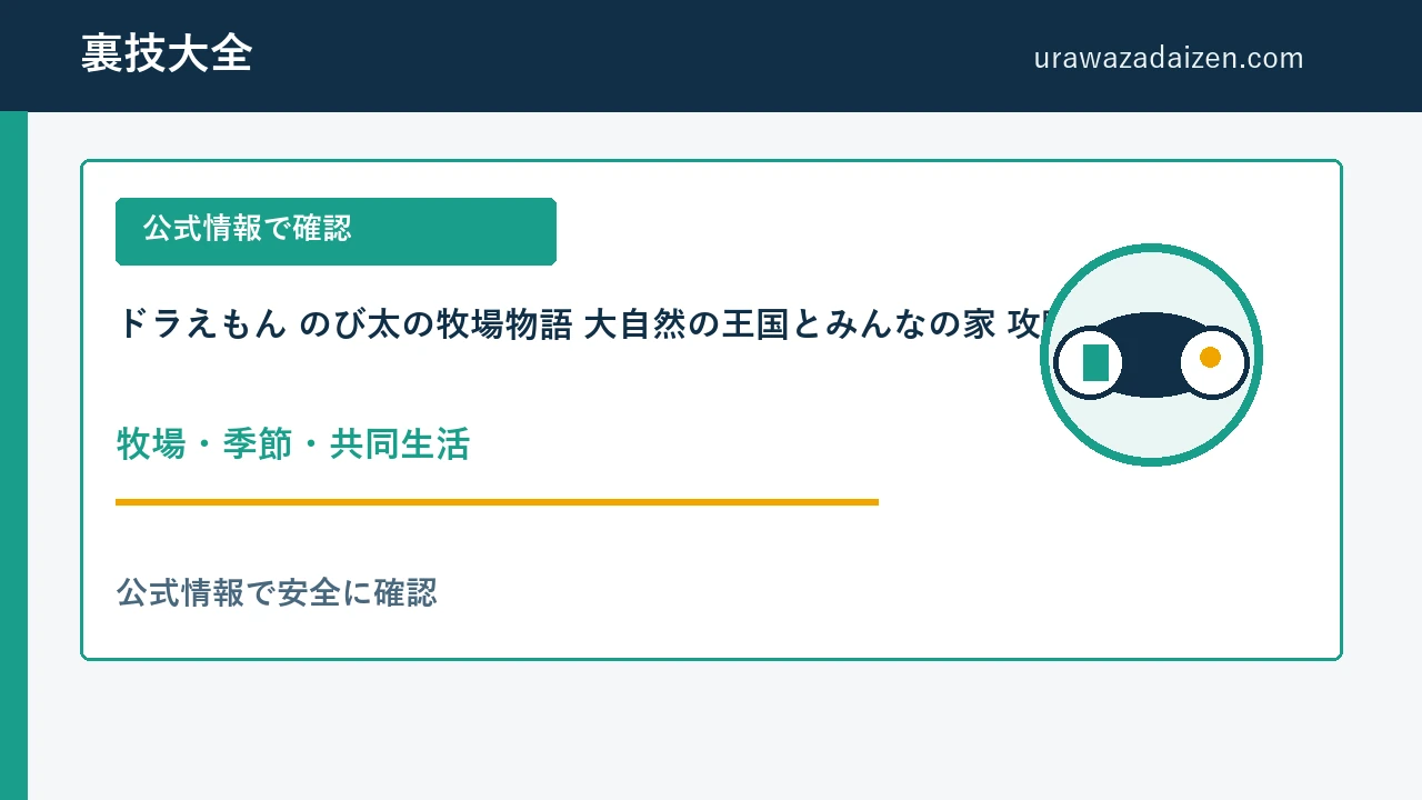 ドラえもん のび太の牧場物語 大自然の王国とみんなの家 牧場・季節・共同生活