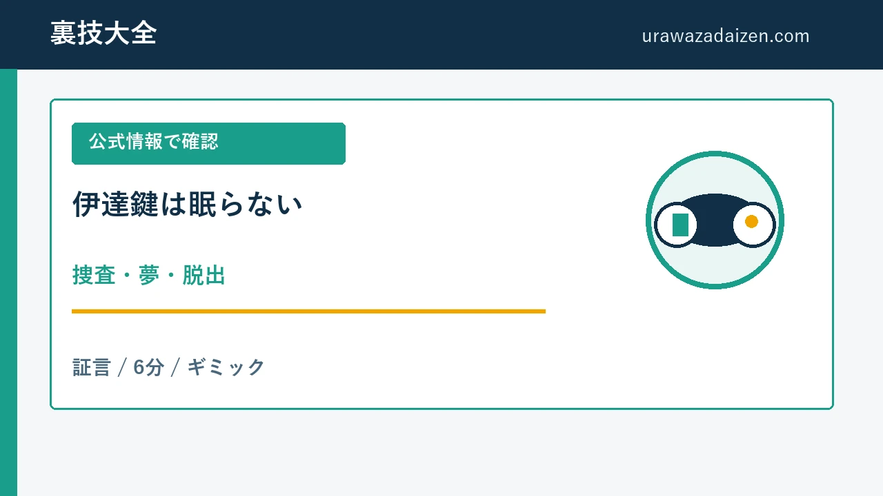 伊達鍵は眠らない 捜査と脱出の攻略