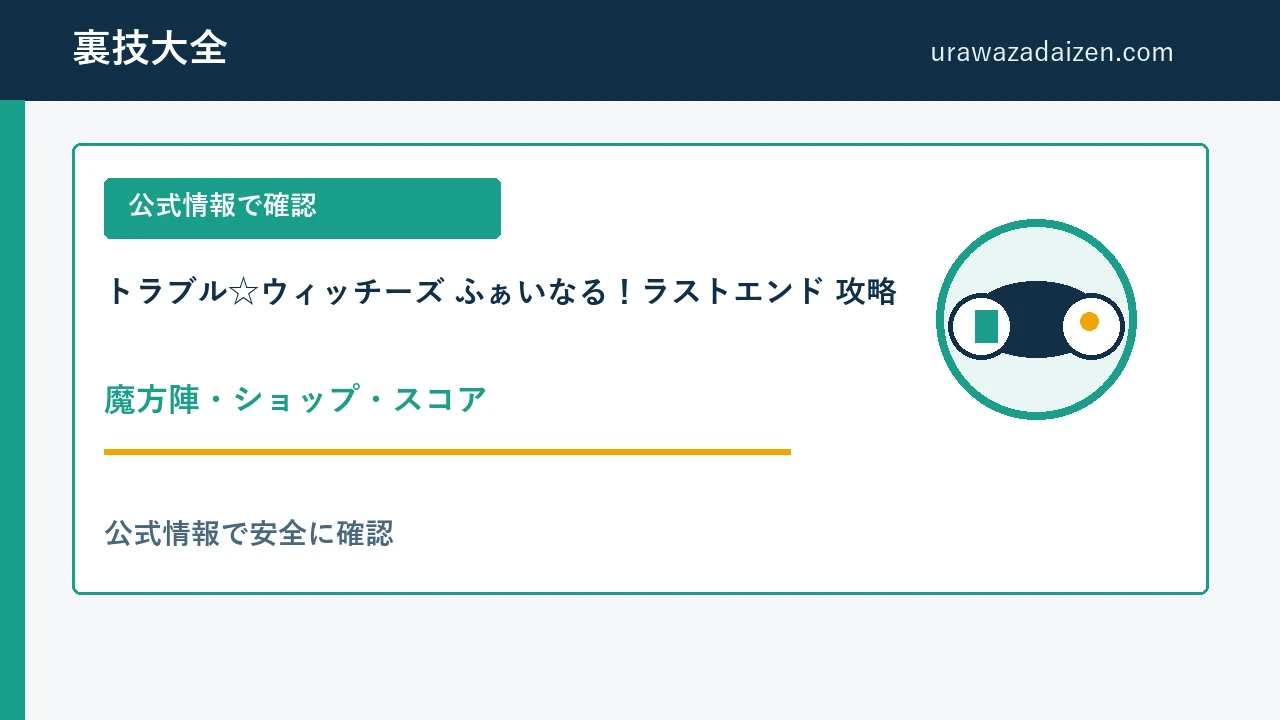 トラブル☆ウィッチーズ ふぁいなる！ラストエンド 魔方陣・ショップ・スコア