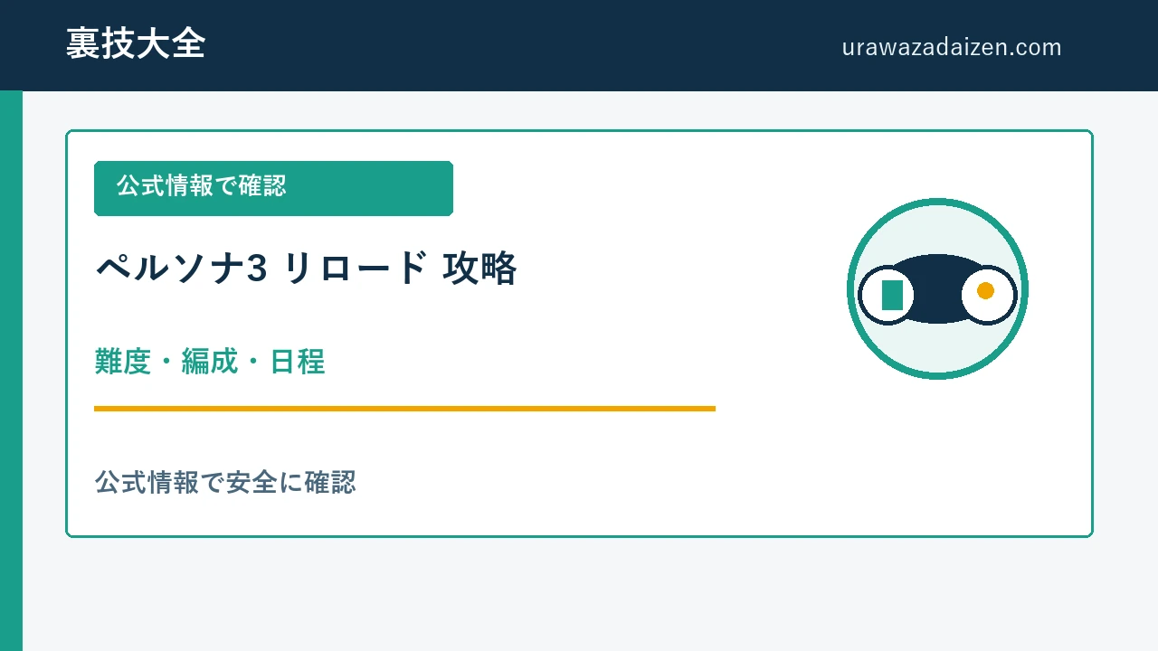 ペルソナ3 リロード 難度・編成・日程