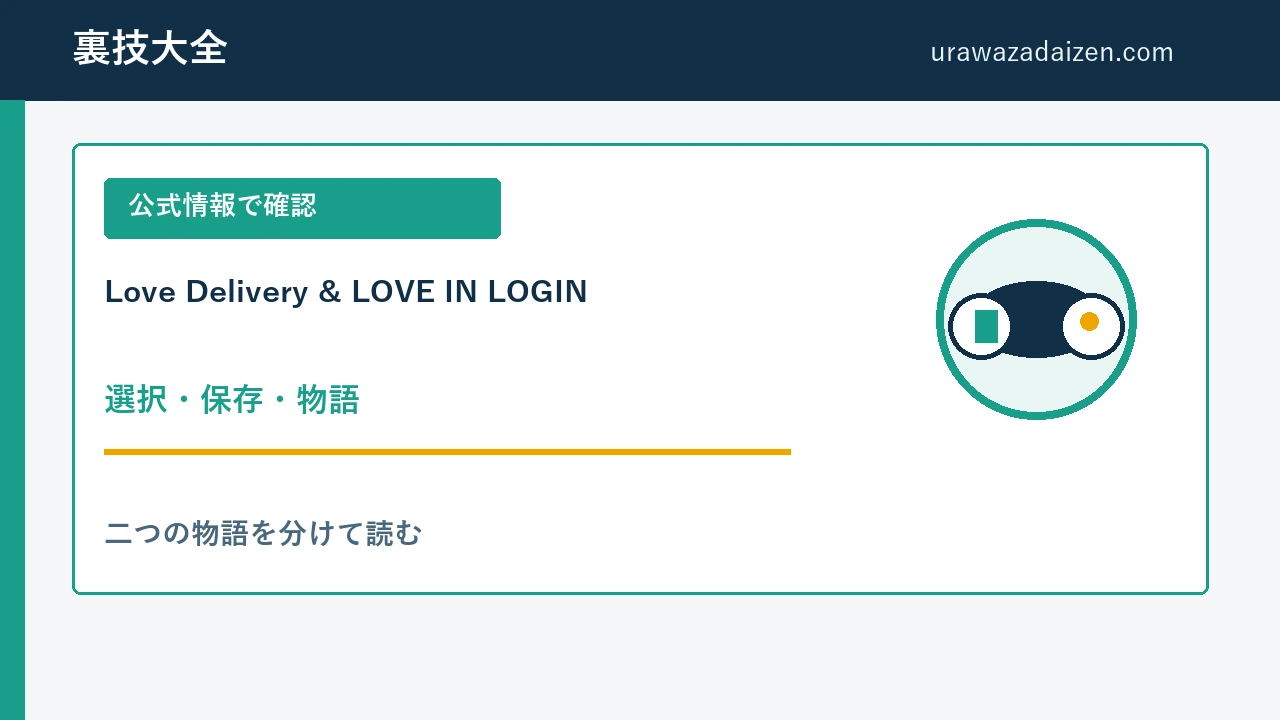 Love Delivery & LOVE IN LOGIN 選択と保存の攻略